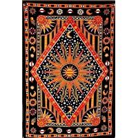 Los mejores  - THE ART BOX Hippie Mandala Blue Sun Moon Burning Sun Tapiz psicodélico Trippy para Dormitorio Celestial Busning Sun…